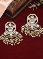   Party Wear  White Colour Kundan Earrings