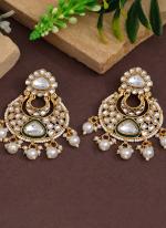   Party Wear  White Colour Kundan Earrings