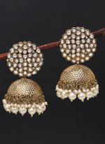   Party Wear  White Colour Kundan Earrings