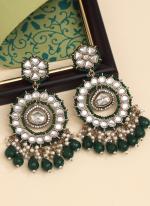   Wedding Wear  Green Colour Kundan Earrings