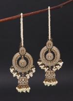   Wedding Wear  White Colour Kundan Earrings