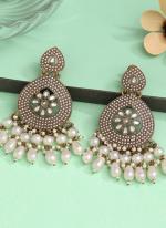   Wedding Wear  White Colour Kundan Earrings