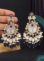   Party Wear  Blue Colour Kundan Earrings