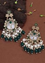   Party Wear  Green Colour Kundan Earrings