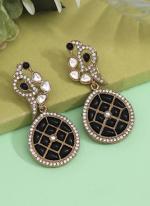   Party Wear  Black Colour Kundan Earrings