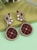   Party Wear  Maroon Colour Kundan Earrings