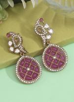   Party Wear  Purple Colour Kundan Earrings