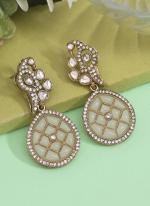   Party Wear  White Colour Kundan Earrings