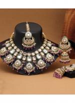   Wedding Wear  Light Purple Color Kundan Necklace Set