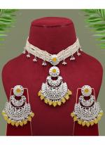   Wedding Wear  Yellow Color Kundan Necklace Set