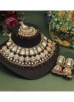   Bridal Wear  Maroon Green Color Kundan Necklace Set