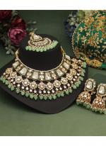   Bridal Wear  Parrot Green Color Kundan Necklace Set