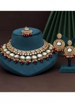   Wedding Wear  Maroon Color Kundan Necklace Set