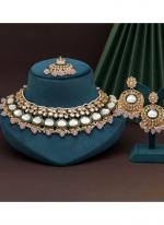   Wedding Wear  Pink Color Kundan Necklace Set