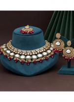   Wedding Wear  Rani Color Kundan Necklace Set