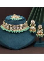   Wedding Wear  Parrot Green Color Choker Kundan Necklace Set