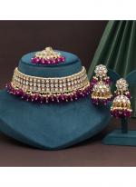   Wedding Wear  Purple Color Choker Kundan Necklace Set