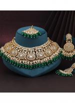   Bridal Wear  Green Color Kundan Necklace Set