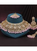   Bridal Wear  Pink Color Kundan Necklace Set