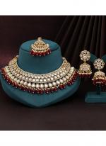   Bridal Wear  Maroon Color Kundan Necklace Set