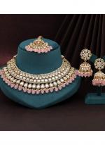   Bridal Wear  Pink Color Kundan Necklace Set