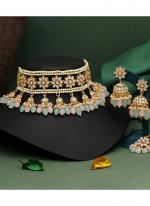   Bridal Wear  Pink Parrot Green Color Kundan Necklace Set