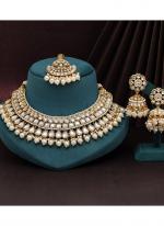   Bridal Wear  White Color Kundan Necklace Set