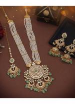   Wedding Wear  Pista Green Color Long Kundan Necklace Set