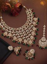   Bridal Wear  Maroon Green Color Kundan Necklace Set