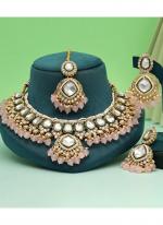   Bridal Wear  Pink Color Kundan Necklace Set