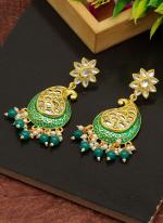   Party Wear  Green Color Meenakari Earrings