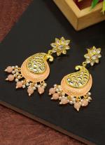   Party Wear  Peach Color Meenakari Earrings