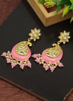   Party Wear  Pink Color Meenakari Earrings