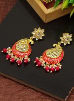   Party Wear  Rani Color Meenakari Earrings