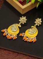   Party Wear  Yellow Color Meenakari Earrings