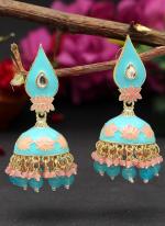   Festival Wear  Firozi Color Meenakari Earrings