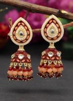   Festival Wear  Maroon Color Meenakari Earrings