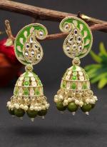   Festival Wear  Mehandi Green Color Meenakari Earrings