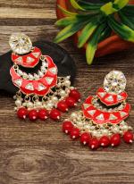   Festival Wear  Red Color Meenakari Earrings