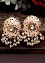   Festival Wear  Pink Color Meenakari Earrings