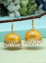   Festival Wear  Yellow Color Meenakari Earrings