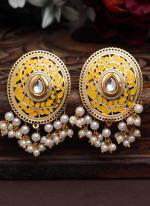   Festival Wear  Yellow Color Meenakari Earrings