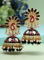   Festival Wear  Black Color Meenakari Earrings