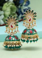   Festival Wear  Green Color Meenakari Earrings