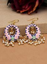   Festival Wear  Pink Color Meenakari Earrings