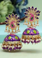   Festival Wear  Purple Color Meenakari Earrings