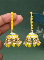   Festival Wear  Yellow Color Meenakari Earrings