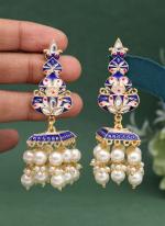   Party Wear  Blue Color Meenakari Earrings