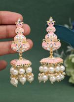   Party Wear  Pink Color Meenakari Earrings