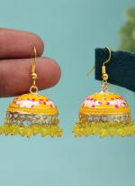   Party Wear  Yellow Color Meenakari Earrings